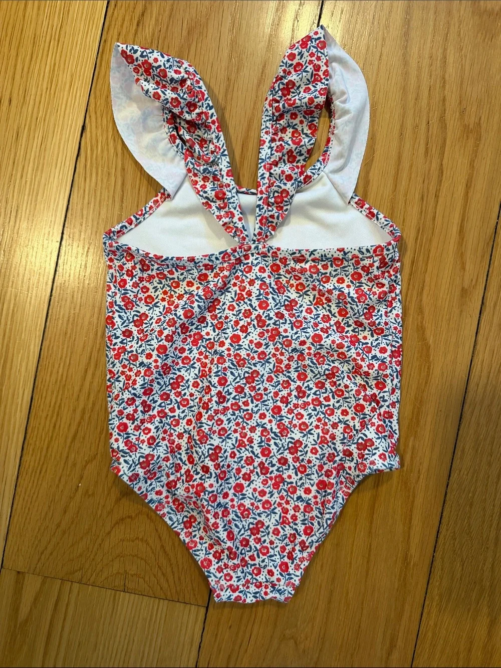 Little planet Red Floral Ruffled Strap One-Piece Swimsuit